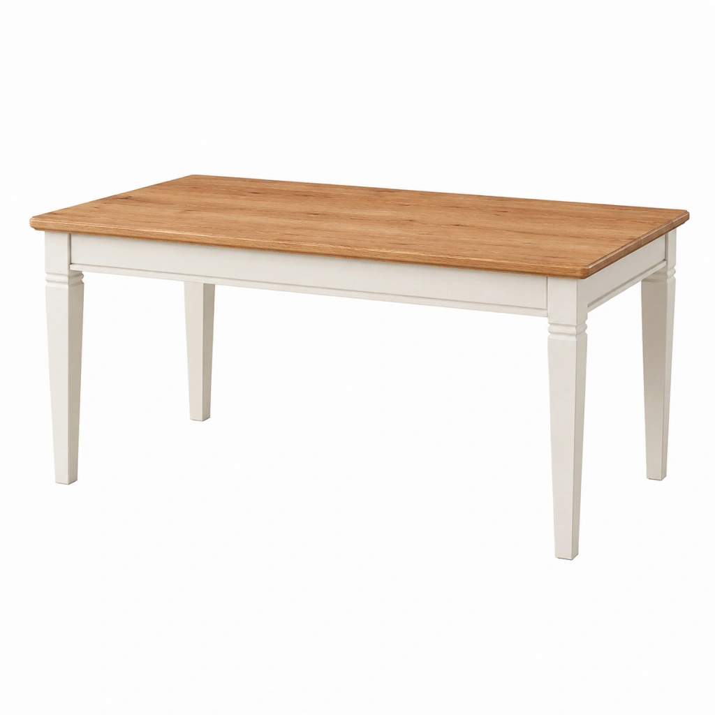 Tavolo da pranzo 160 x 90 cm in legno marrone e bianco stile classico