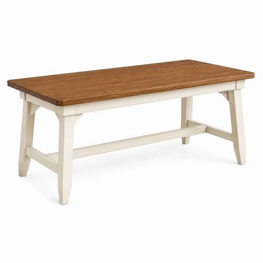 Tavolo da pranzo 140 x 70 cm in legno marrone e bianco stile rustico