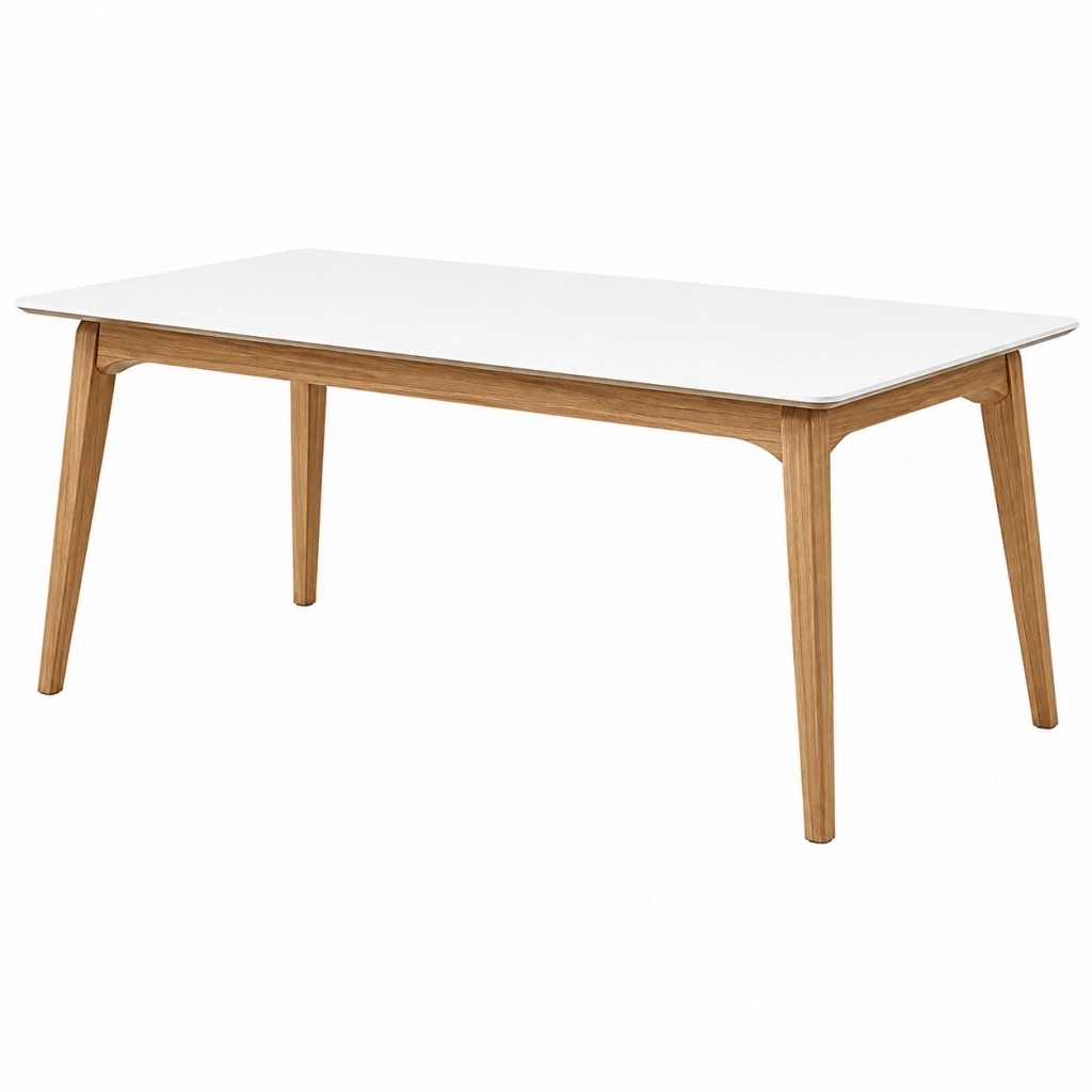 Tavolo da pranzo 160 x 90 x 75 cm in legno e pannello bianco stile nordico