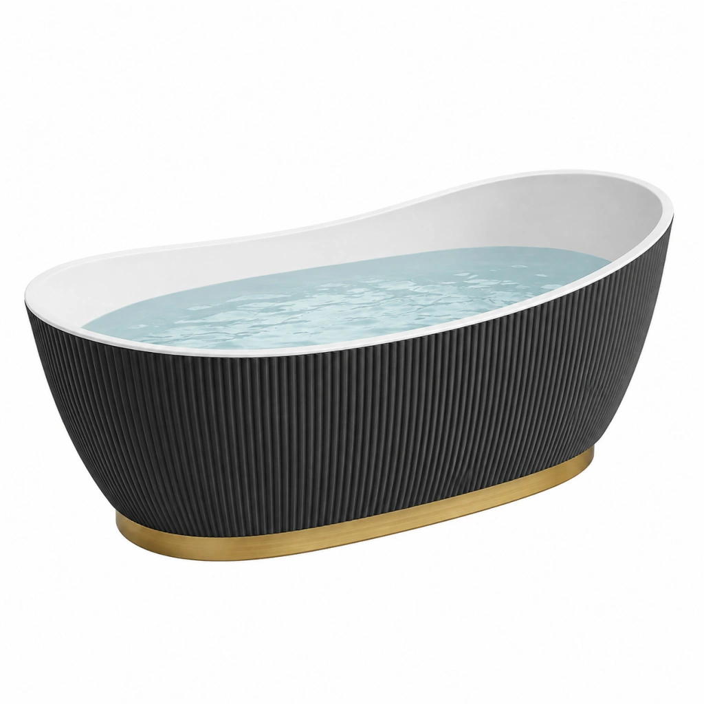 Vasca da bagno freestanding 170 x 80 x 58 cm in acrilico nero e bianco stile moderno