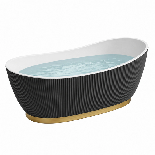 Vasca da bagno freestanding 170 x 80 x 58 cm in acrilico nero e bianco stile moderno